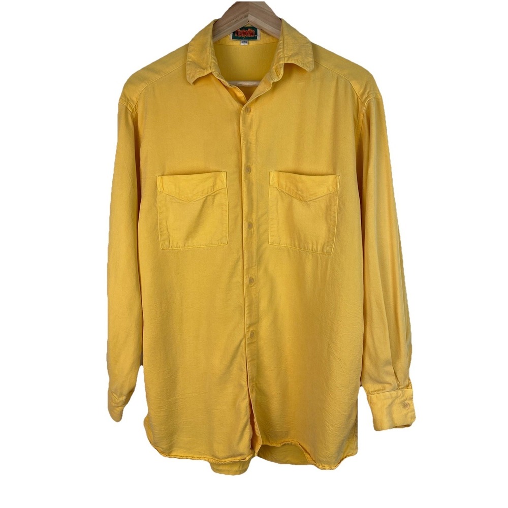 Tianello Men's XS Yellow Orange Long Sleeve Pre-Shrunk Tencel Button Up Shirt